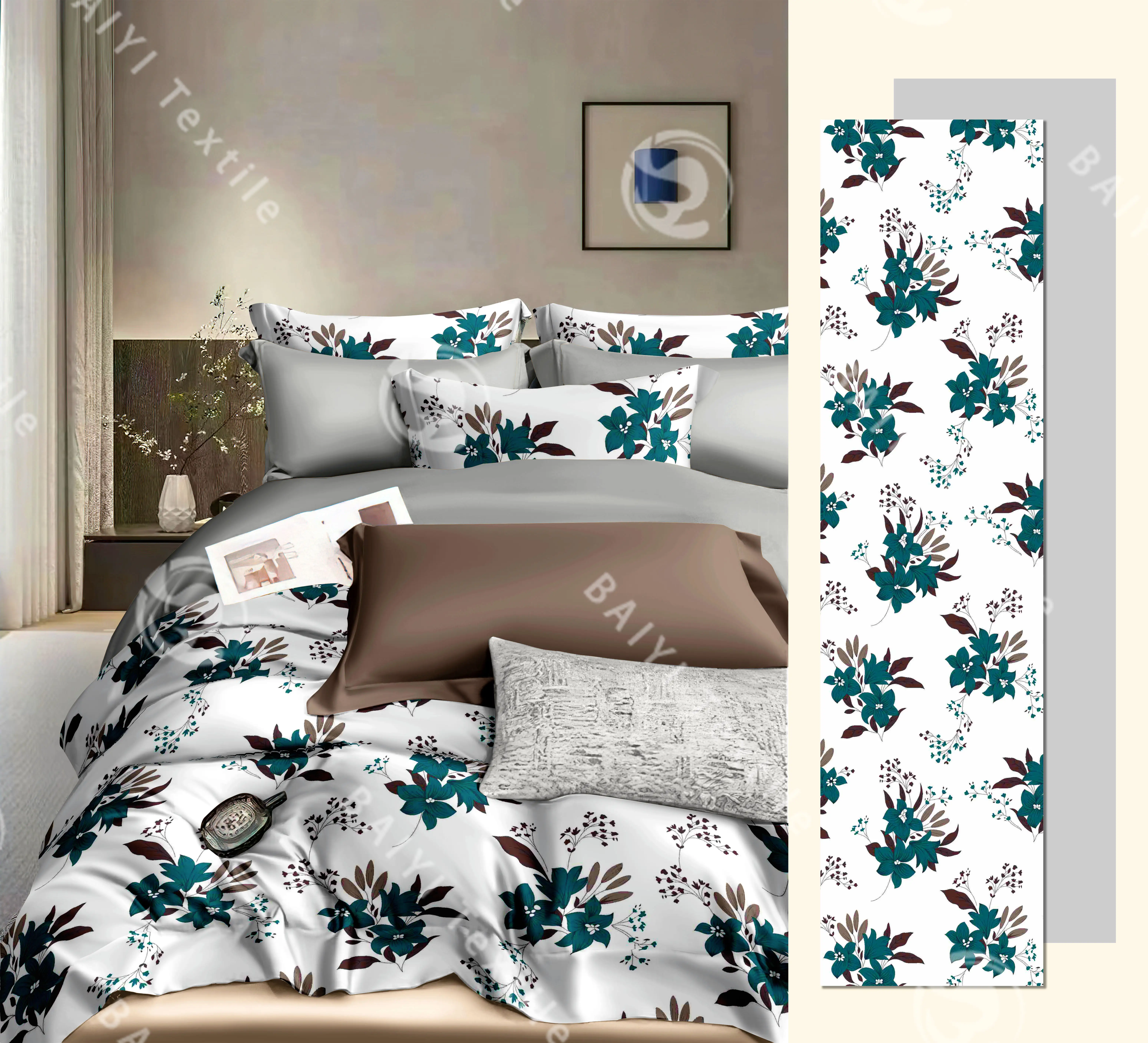 Chinese private label personalizado 2 lugares luxo conjunto cama 3 lugares capa de edredão conjunto lençol drop de lit