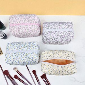 Floral Quilted Puffy Large Custom Printed Eco-Friendly Recyclable Makeup Bag Travel Cosmetic Organizer Durable Zipper <b>Storage</b> - Product Image 6