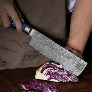 มีดเหล็กดามัสกัสด้ามไม้เรซิ่นสีน้ำเงินแบบพิเศษ พร้อมแกนเหล็ก VG10 ญี่ปุ่น 67 ชั้น คุณสมบัติแบบใช้แล้วทิ้ง - Product Image 2