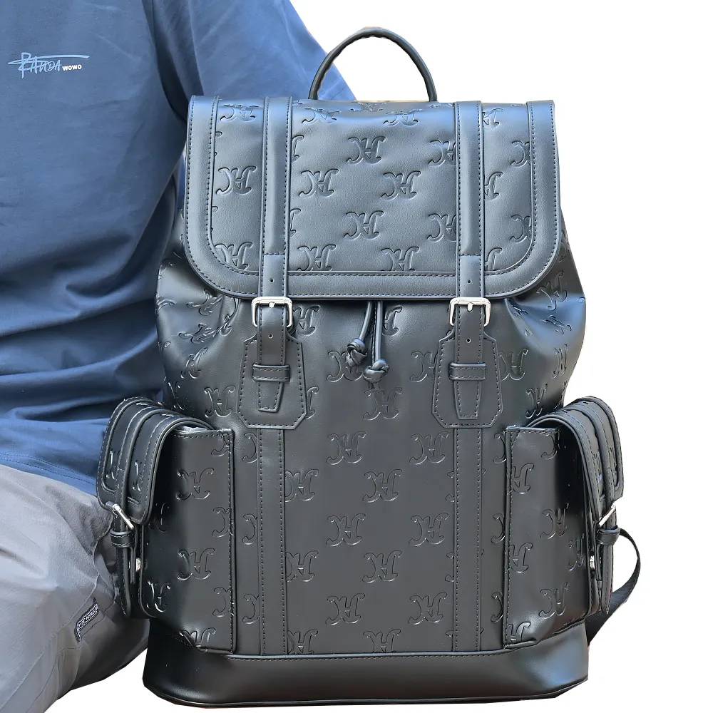 Incredibile borsa in pelle PU Design zaino per Laptop borsa da viaggio di grande capacità con Logo in rilievo per tutto il corpo