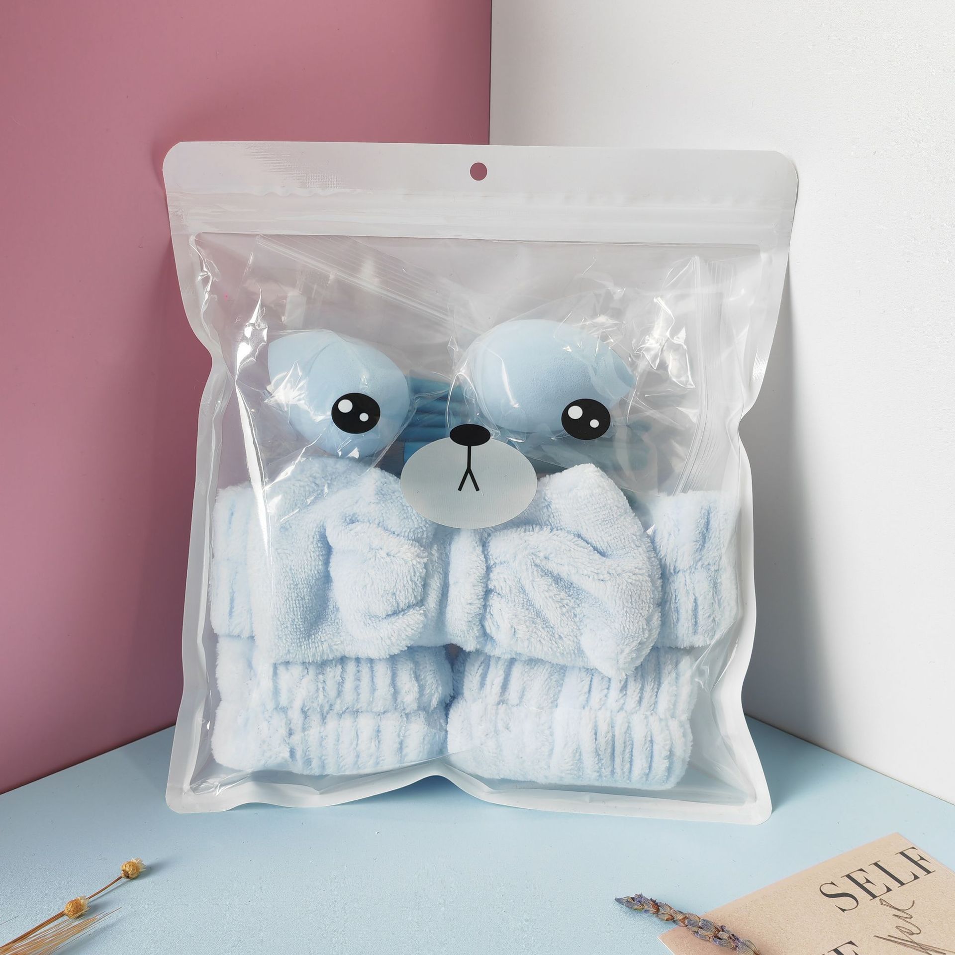 Ensemble d'œufs de maquillage bleu ciel-13 pièces avec sac à fermeture éclair