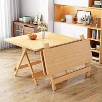 Massivholz Klappbarer Esstisch - Montagefreies Kompaktes Design Wohnmöbel Outdoor Camping Minimalistisches Quadratisches 4-Sitzer-Set
