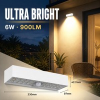 Lampes murales LED solaires d'extérieur, IP65 résistantes à l'eau, lampe murale de jardin, lampe de clôture avec capteur de mouvement PIR