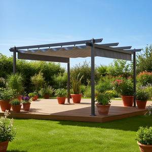 Pergola Retrattile con Tenda, Riparo Esterno, Struttura in Alluminio, Parasole da Giardino e Patio, Schermo per la Privacy, Design Contemporaneo - Product Image 2