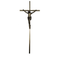 Cruz Metálica de Estilo Europeo D051N para Accesorios de Ataúd, 45x18cm, Acabado Pulido en Color Oro Antiguo