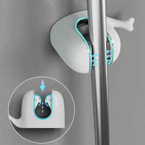 Soporte de pared para fregonas Time Machine, rectangular, sin perforaciones, adhesivo, para baño, con clips para escobas - Product Image 5