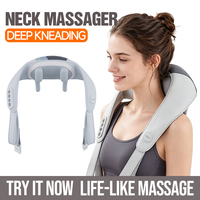 Masseur portable sans fil pour le cou et les épaules, Shiatsu, pétrissage, chauffage infrarouge, physiothérapie, détachable, nettoyable, rechargeable