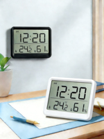 Ultradünne Einfache Geräuschlose LCD Digitaluhr Magnet Dual-Use Tisch- & Wandmontage Design Batteriebetrieben Temperatur Luftfeuchtigkeit OEM