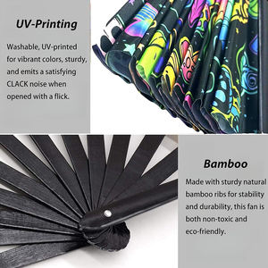 Abanico de Mano de Bambú Personalizado de 13 Pulgadas (33 cm) con Impresión de Kung Fu, Plegable, Fluorescente, Colorido, con Sonido, para Festivales - Product Image 3