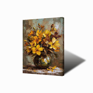 Peinture à l'huile sur toile de lin et coton 100% peinte à la main, nature morte moderne, décoration murale pour la maison - Product Image 1