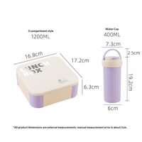 Quadratische Plastik-Bento-Box mit Drei Fächern, Modernes Minimalistisches Design, Schüler-Lunchbox-Set, Mikrowellengeeignet, für Picknick, Salat und Obst