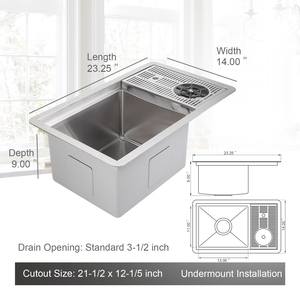<span class=keywords><strong>Lavello</strong></span> da Bar Moderno in Acciaio Inox con Lavabicchieri, Finitura Nichel Spazzolato, Installazione Sottopiano, Set Completo per Caffetterie e Bar - Product Image 2