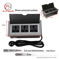 Prise de courant escamotable encastrée avec 3 prises CA et USB pour bureau, table de conférence, poste de travail – Prise UK/US