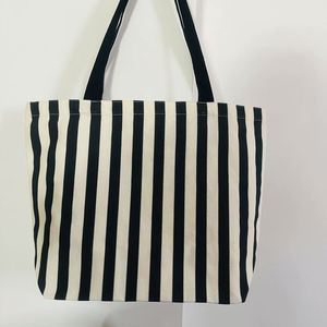 Sac fourre-tout en toile personnalisé à rayures imprimées vintage avec grande capacité et design simple - Product Image 1