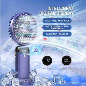 مروحة محمولة باليد قابلة للطي 5 سرعات مروحة مكتب مروحة قابلة للشحن USB مع شاشة عرض ضوئي LED - Product Image 2