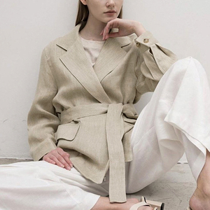 <span class=keywords><strong>Traje</strong></span> <span class=keywords><strong>de</strong></span> <span class=keywords><strong>lino</strong></span> para mujer, alta calidad, diseño <span class=keywords><strong>de</strong></span> cinturón <span class=keywords><strong>de</strong></span> corbata, Blazer informal <span class=keywords><strong>de</strong></span> <span class=keywords><strong>lino</strong></span> y algodón, 2020 - Product Image 5