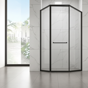 Puerta Corredera de Vidrio Templado en Forma de Diamante con Marco para Hoteles, Casas de Huéspedes, Baños, Separación de Zonas Secas y Húmedas, Cuarto de Ducha - Product Image 6