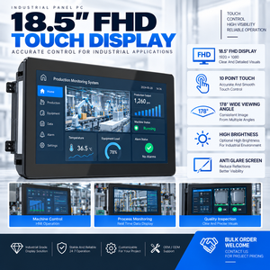 PC industriel Intel 18,5 pouces, Core i5 i7 J6412 N97, écran tactile 10 points, sans ventilateur, ordinateur HMI pour l'automatisation industrielle - Product Image 2