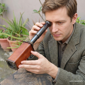 Télescope en bois de style antique Calvin Handicrafts avec finition polie et tube d'objectif en métal - Product Image 1