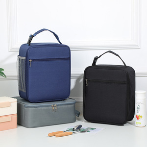 Bolsa de almuerzo aislada y portátil de color gris oscuro con bolsillo de malla para el trabajo y uso al aire libre - Product Image 3