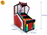 Machine d'arcade de tir au panier avec tableau de scores horizontal 300 W