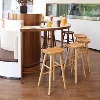 Tabouret de bar commercial en bois massif nordique, tabouret haut multifonctionnel, design moderne, mobilier de bar