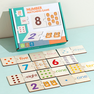 Trẻ em đếm đồ chơi mầm non hoạt động học tập số câu đố trò chơi bằng gỗ 1-10 số phù hợp với câu đố - Product Image 1