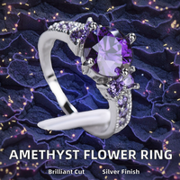 Anillos de Moda para Mujer de Plata con Amatista, Novedad al por Mayor, de Acero Inoxidable, Venta Caliente, para Cristianos