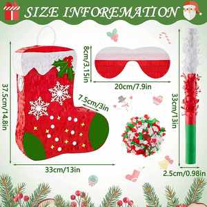 Fournitures de Noël : Chaussettes avec bandeau et confettis chauve-souris, mini chaussette rouge de Noël pour piñata - Product Image 2