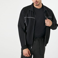 Veste de survêtement personnalisée à col entonnoir et passepoil contrastés avec poche kangourou pour hommes