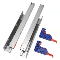 Fond personnalisé caché deux sections amortissement silencieux tampon auto-amorçante sous le montage double armoires télescopiques rails de tiroir glissières