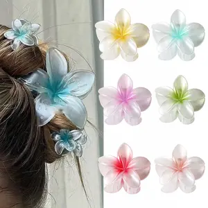 Grampo de cabelo plumeria grande com gradiente pérola mais vendido na Europa e nos Estados Unidos