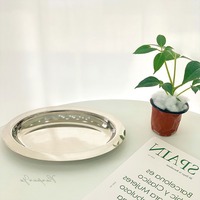 Plateau de service ovale en acier inoxydable de luxe, finition miroir, compatible lave-vaisselle, qualité alimentaire, pour hôtel et restaurant