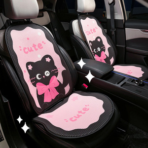 Coussins de siège de voiture au design de chat mignon, en tissu maillé respirant, ensemble de housses décoratives pour sièges arrière, pour une utilisation en quatre saisons - Product Image 2