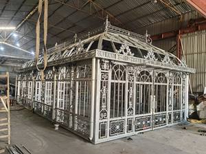 Capuchon de dôme de véranda de style europé<span class=keywords><strong>en</strong></span> personnalisé <span class=keywords><strong>en</strong></span> <span class=keywords><strong>fonte</strong></span> forgé Gazebo - Villa Garden Ornamental Glassroom Pavilion <span class=keywords><strong>Prix</strong></span> d'usine - Product Image 5