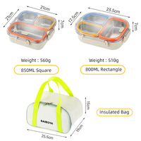 Boîte à lunch en acier inoxydable pour femmes, hommes, adolescents, enfants, contrôle des portions, boîte bento, préparation de repas saine, organisateur de repas, utilisation quotidienne portable