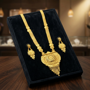 Collares largos chapados en oro de 14K, 18K, 24K al por mayor, conjunto de joyería tradicional de latón con microposiciónamiento de micrones - Product Image 3