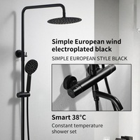 Ensemble de douche thermostatique ovale de luxe en laiton brossé avec jet pluie, valve en céramique, fixation murale, design moderne, accessoires de salle de bain coulissants