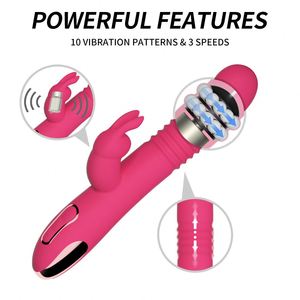 Roze Dual Motor Dildo Vibrators Roterende Kop Konijn Likken Tapping <span class=keywords><strong>G-Spot</strong></span> Vibrators Voor Koppels - Product Image 3