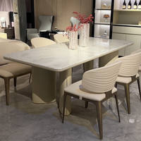 Ensemble de table à manger rectangulaire moderne de luxe en marbre naturel pour 6 personnes, idéal pour appartement, maison, hôtel, haute qualité