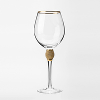 Verre à vin Raymond en cristal sans plomb avec bordure dorée et argentée, décoré de strass, 12 oz, incassable, pour mariage, banquet, maison