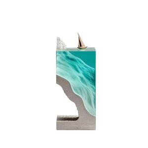 Sculpture créative en cristal glacier, ornement océanique en résine transparente, décoration de sol en fibre de verre cristal platine pour entrée d'hôtel - Product Image 5