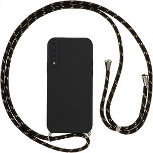 Étui en silicone Vauki pour A50/A50s/A30s avec sangle de cou et bandoulière réglables, design uni, noir - Product Image 1