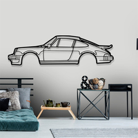 Décoration suspendue d'intérieur de maison de style simple Art mural de garage Silhouette de voiture de sport noire en métal