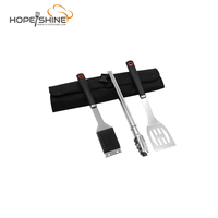Sac de rangement pour accessoires de barbecue extérieur, kit d'outils de camping avec manche long en acier inoxydable, durable et portable, 3-5 pièces