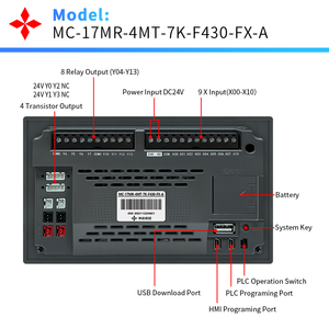 4.3นิ้ว HMI PLC All-in-one พร้อมกุญแจ FX1S <span class=keywords><strong>FX2N</strong></span> ในตัว2แกนพัลส์100กิโลเฮิร์ตซ์อะนาล็อก AD da 0-10V และการควบคุมอุณหภูมิ - Product Image 6