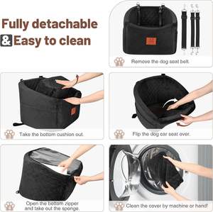 Hersteller China Small Medium Hund Autos itz Memory Foam Booster Erhöhte Haustier Autos itz Wasch bare abnehmbare Abdeckung Aufbewahrung tasche - Product Image 4