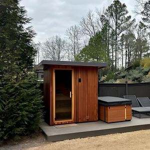 Sauna de vapor moderna para exteriores, personalizable para 2-4 personas, Panel de Control eléctrico de madera maciza, vapor húmedo de 220V para relajación de Villa - Product Image 6