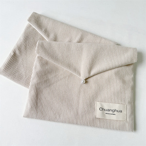 Sang Trọng Vải Nhung Phong Bì Túi Mỹ Phẩm Biểu Tượng Tùy Chỉnh In Nhung Flannel Du Lịch Trang Điểm Nút <span class=keywords><strong>Pouch</strong></span> Với Dệt-Nhãn - Product Image 3