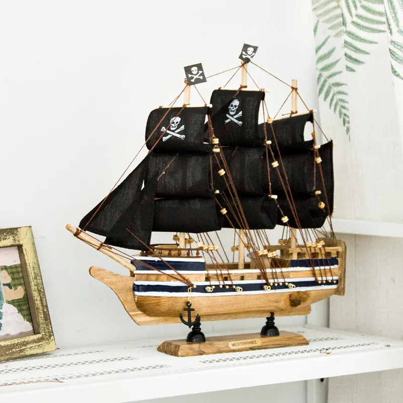 Modelo decorativo de madeira para vela, modelo de barco à mão para decoração, 1 peça